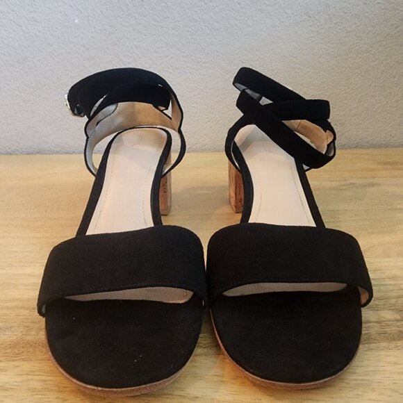 Pour la Victoire Black Leather Strappy Cork Heels Womens 8.5 - Picture 7 of 12